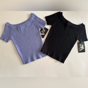 Art Class Girls Ribbed Shirts Bundle NWT Size 6/6X Purple Black Scoop Neck